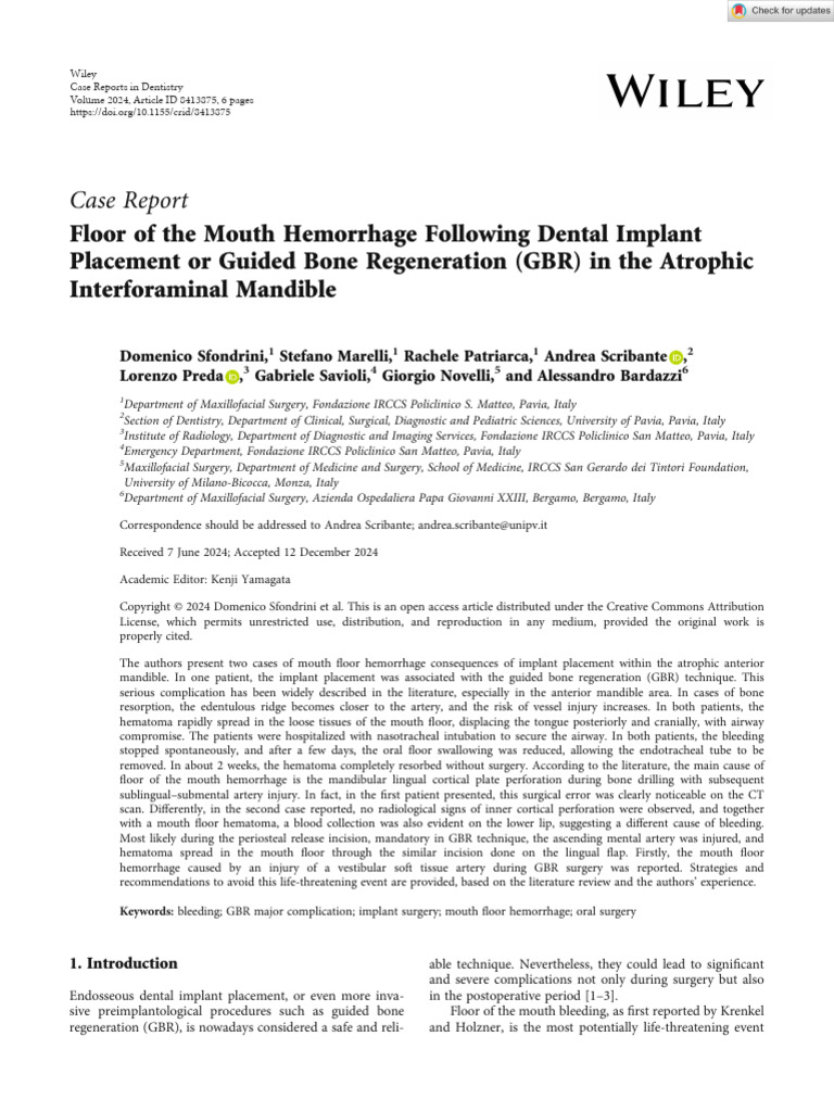 Case Reports in Dentistry - 2024 - Sfondrini - Floor of The Mouth ...