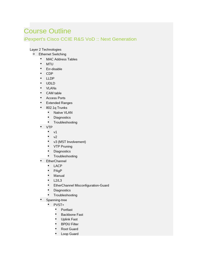CCIE R&S Course Outline Overview | PDF | Wide Area Network ...