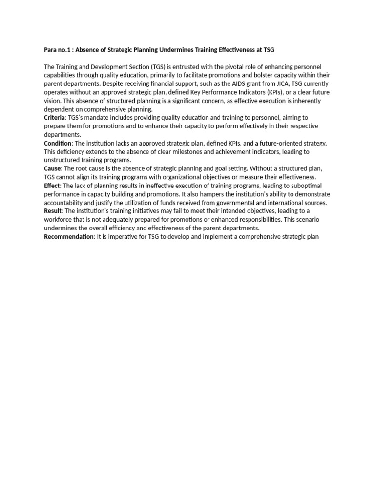 Enhancing TSG Training Effectiveness | PDF | Audit | Strategic Planning