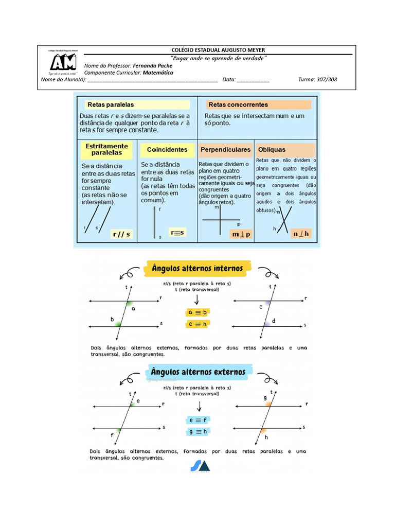 Retas Concorrentes e Perpendiculares | PDF | Linha (Geometria) | Matemática