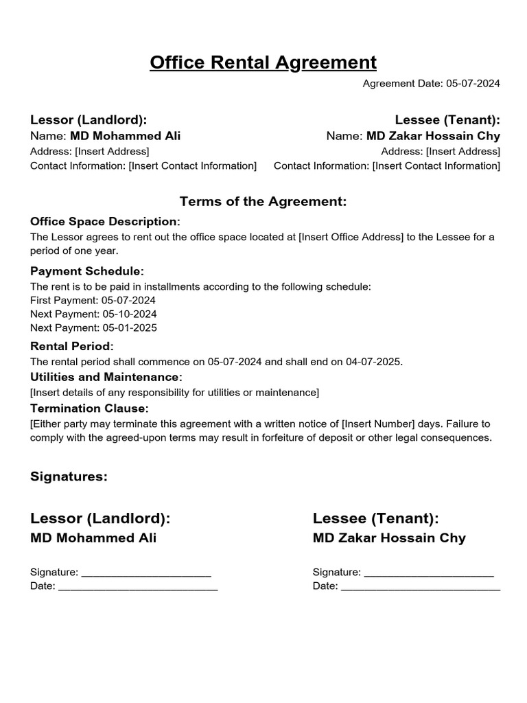 Office Rental Agreement | PDF