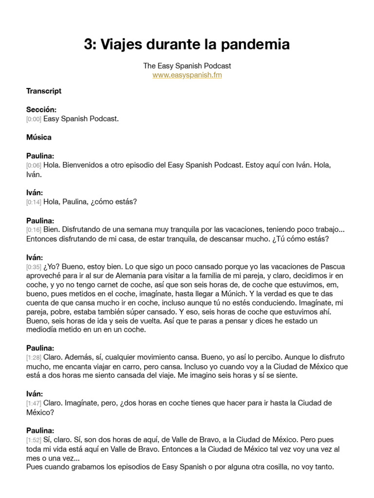 Easyspanishpodcast3 Transcript 2 | PDF