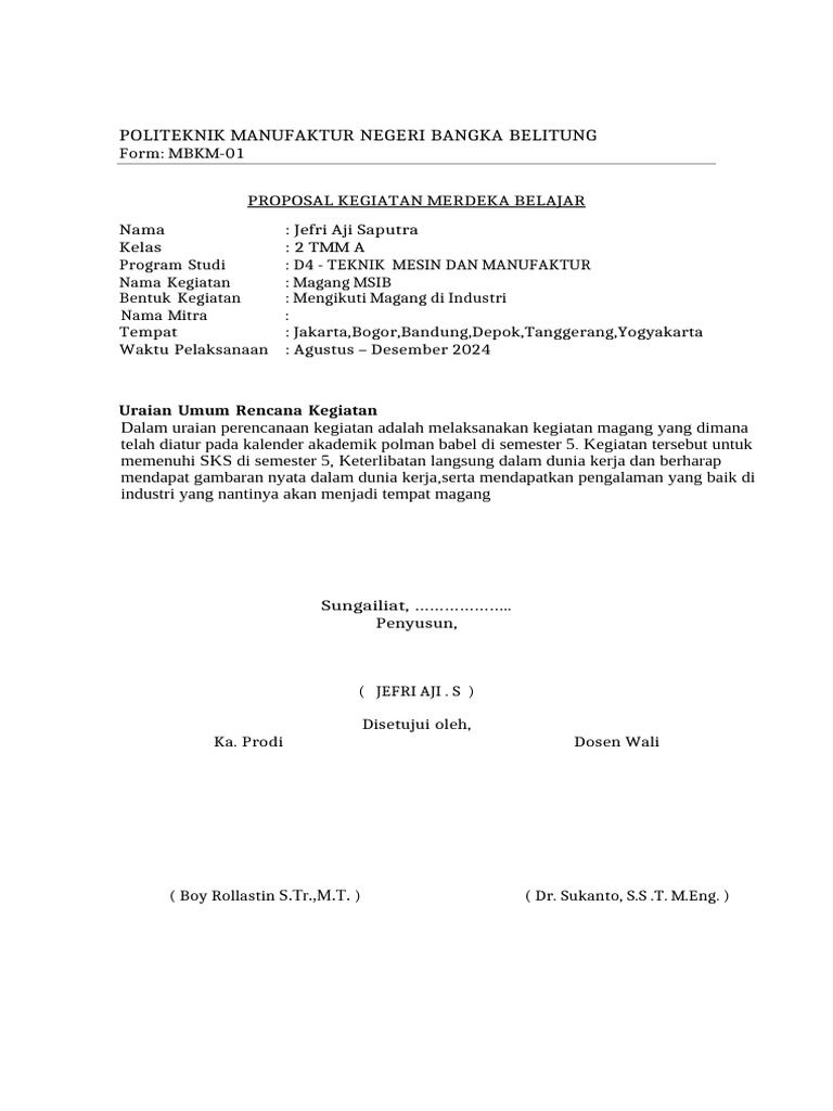 Form MBKM 2021 | PDF