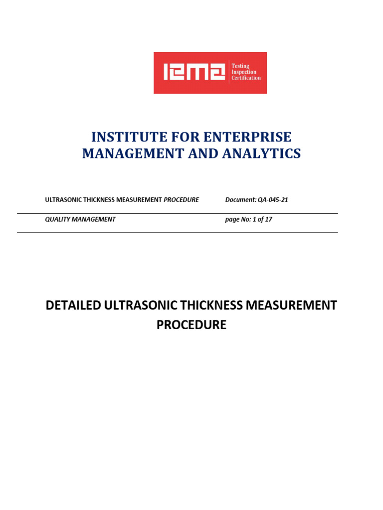 Ultrasonic Thickness Measurement Guide | PDF | Nondestructive Testing ...