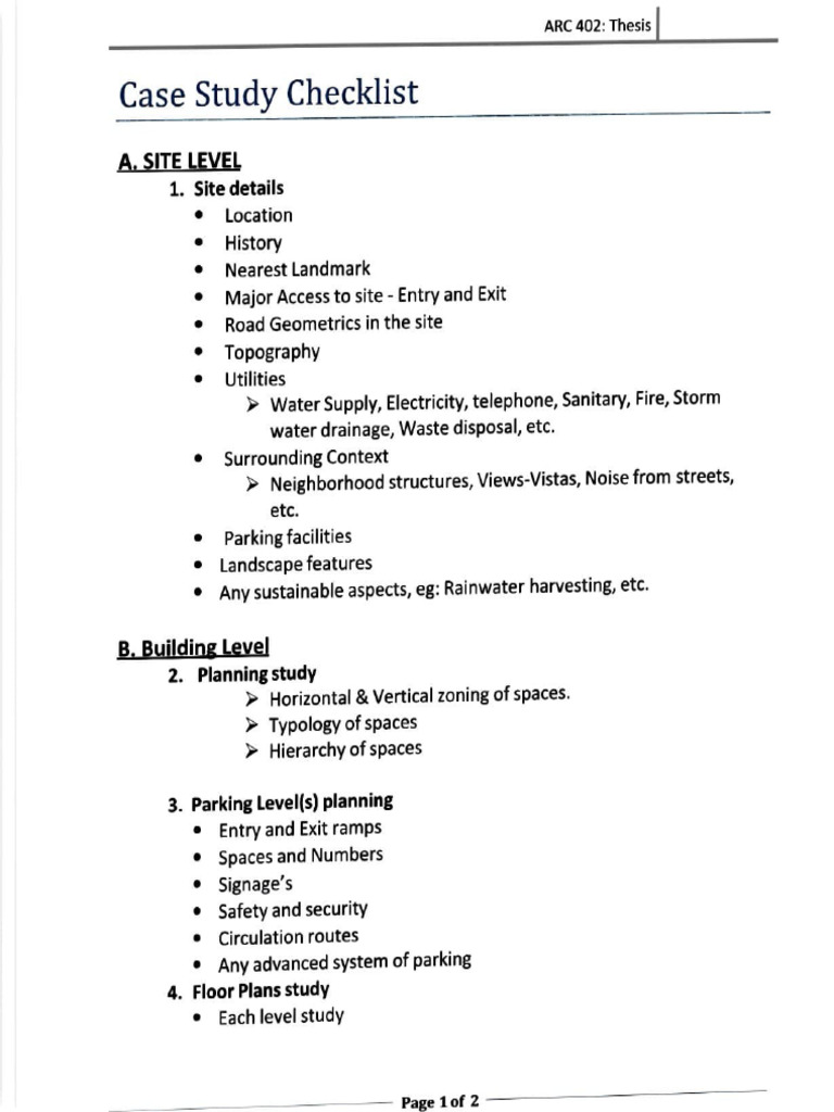 Comprehensive Case Study Checklist | PDF | Sanitation | Civil Engineering