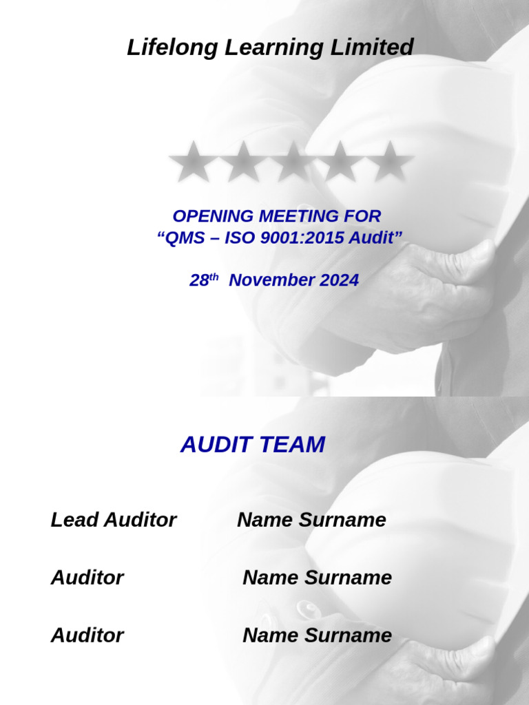 01 QMS Audit Opening Template | PDF | Audit | Quality Management System