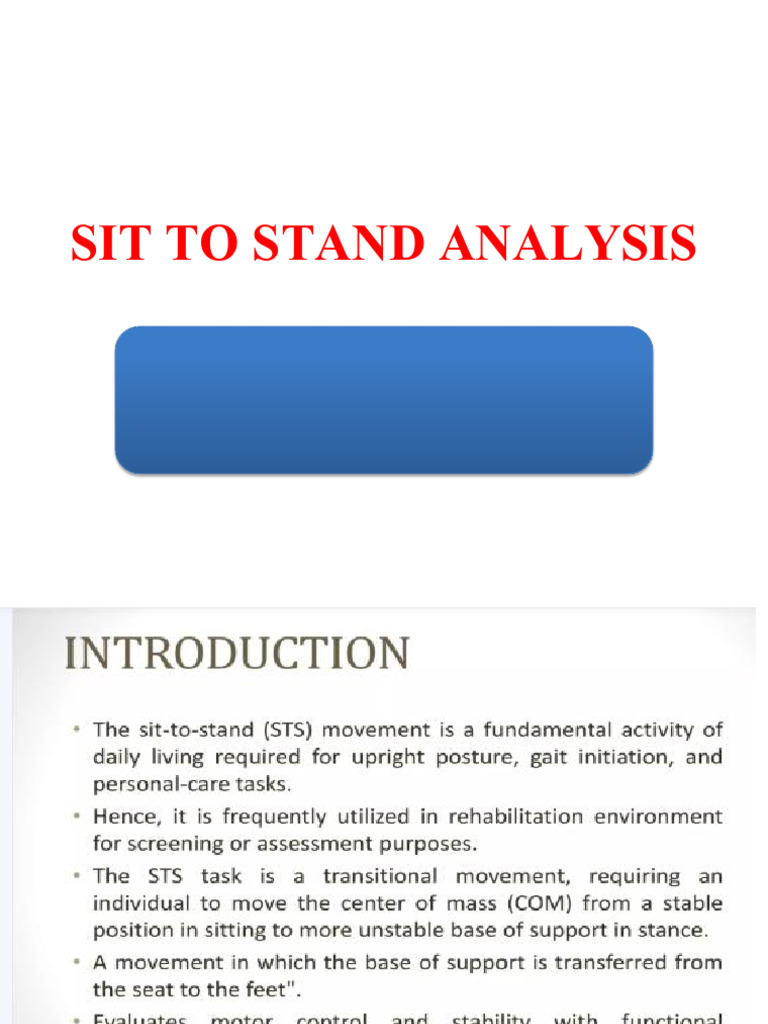 Sit To Stand Analysis | PDF