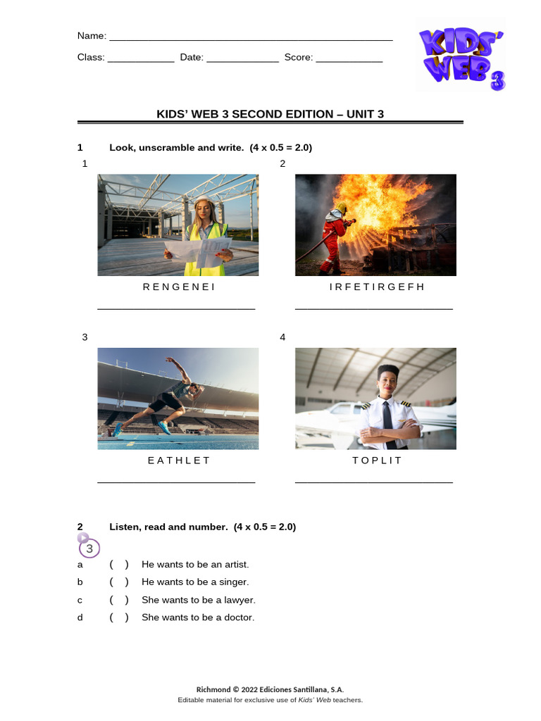 Kids' Web 3 Unit 3 Activity Guide | PDF