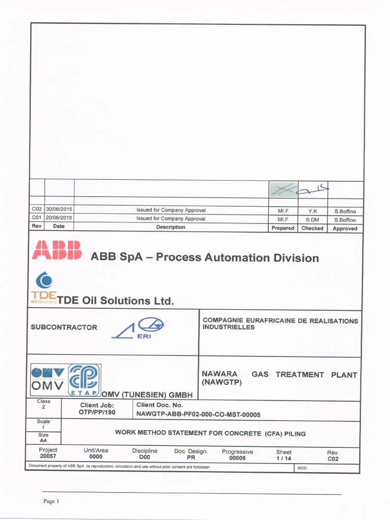 Concrete CFA Piling Method Statement | PDF | Deep Foundation | Drilling Rig