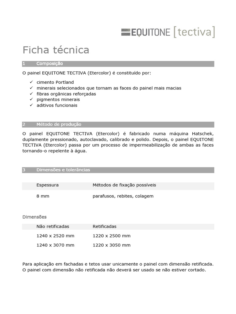 Painel EQUITONE TECTIVA Etercolor | PDF | Cor