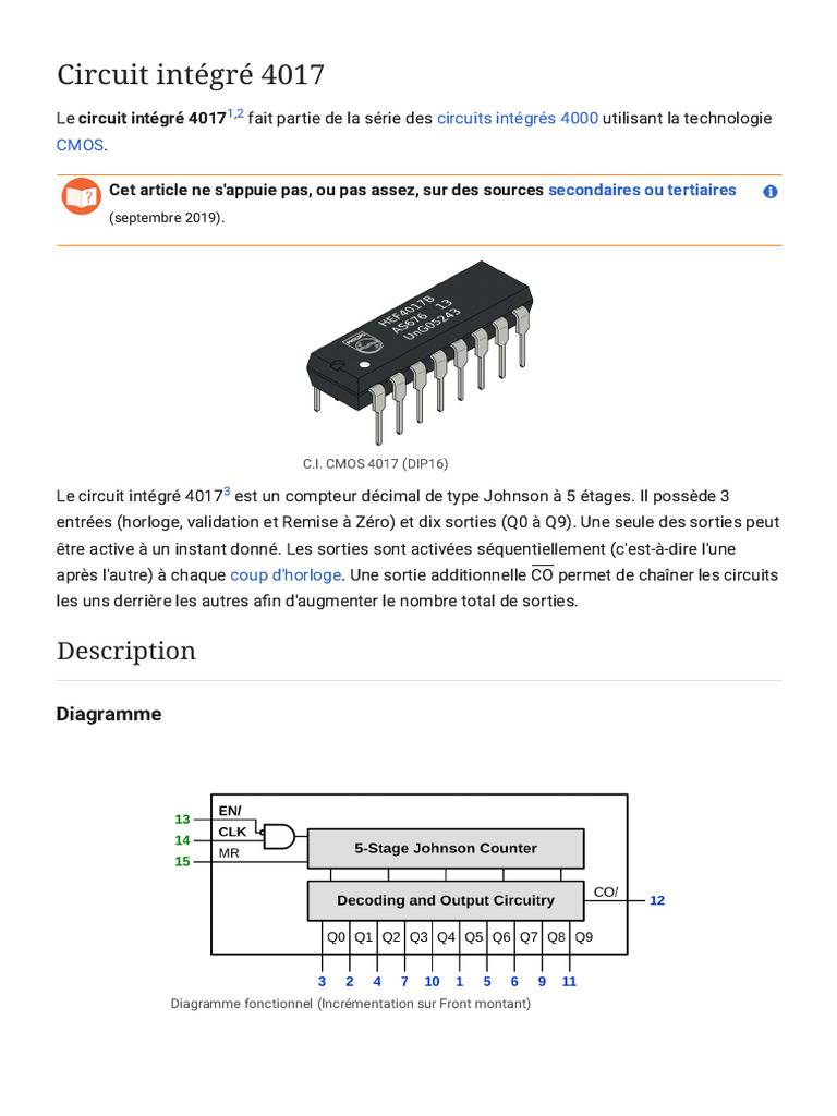 Fonctionnement du circuit 4017 CMOS | PDF | Électronique numérique ...