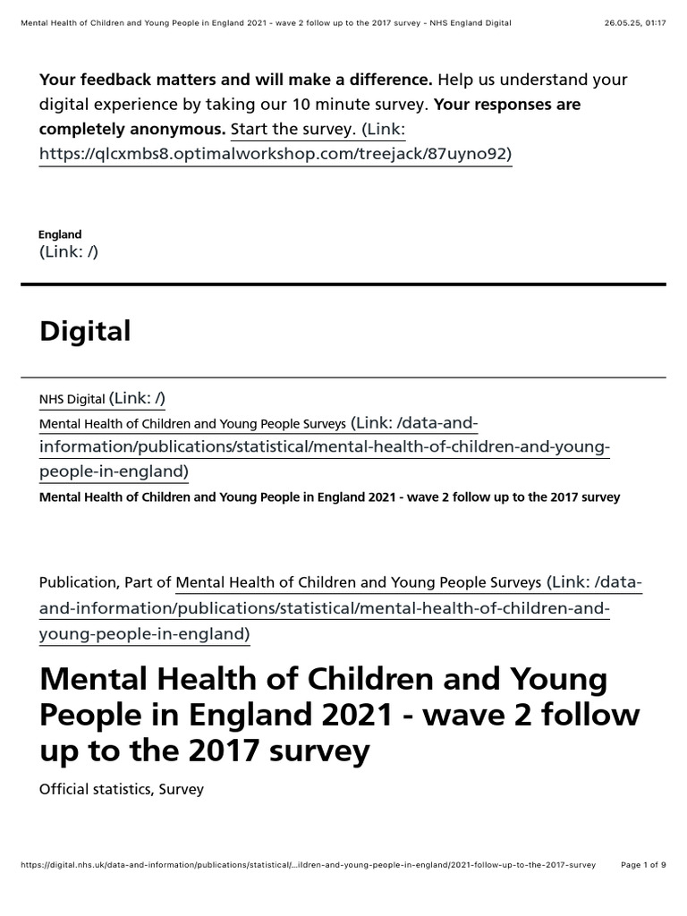 Mental Health of Children in England 2021 | PDF | Mental Health ...