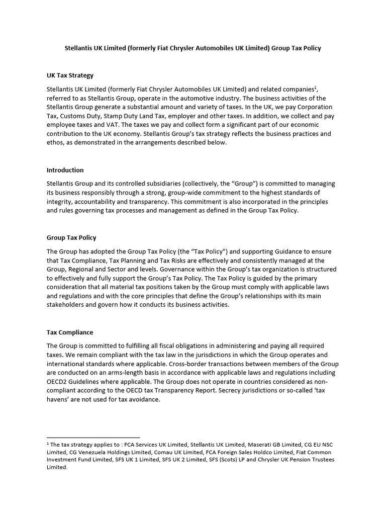 Stellantis UK Tax Strategy Overview | PDF | Taxes | Governance