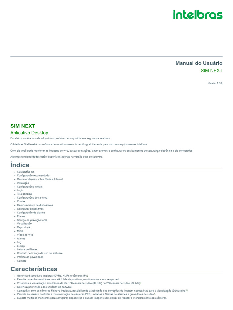 Manual do Software Intelbras SIM Next | PDF | Rede de computadores ...