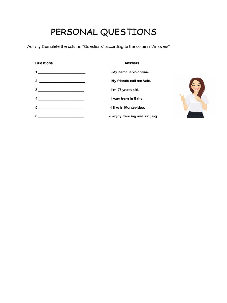 Personal Questions Activity | PDF