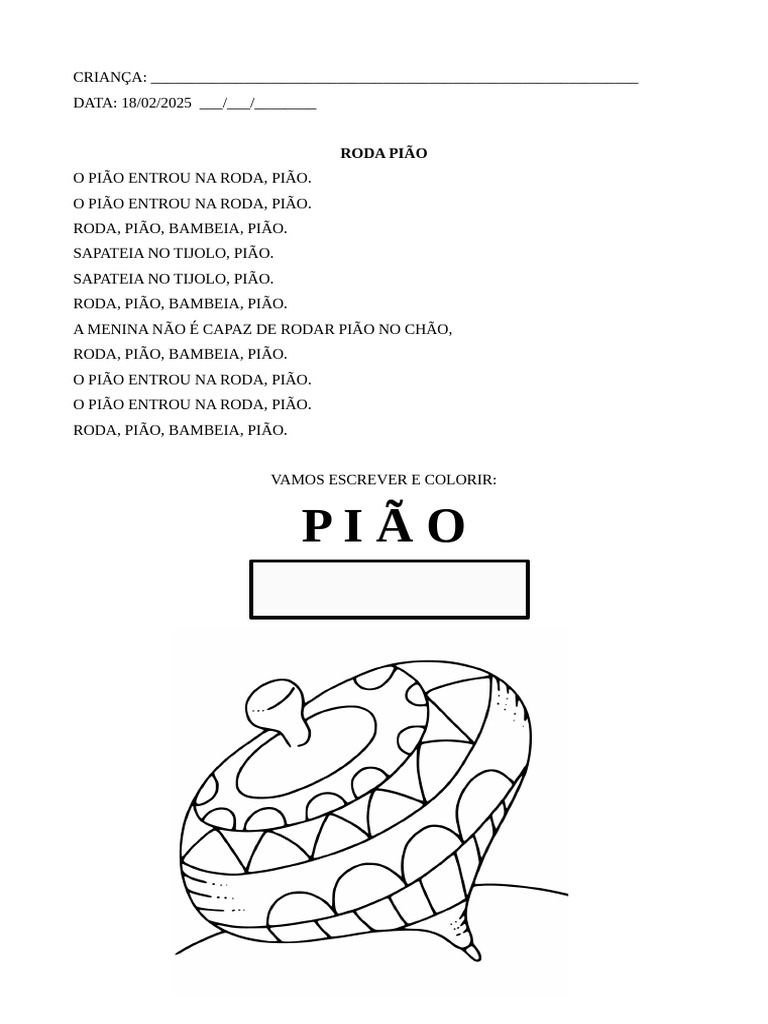 Atividade de Colorir: Roda Pião | PDF