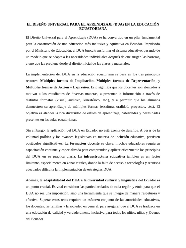 El Diseño Universal para El Aprendizaje | PDF