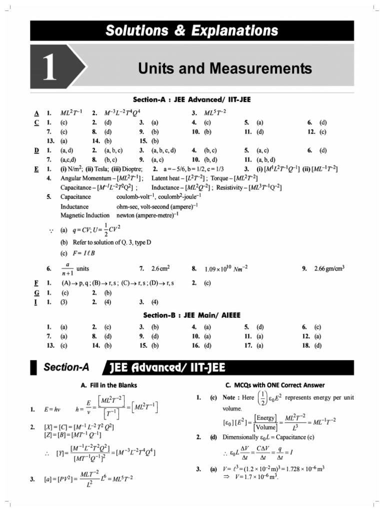 Units and Measurement Solutions | PDF