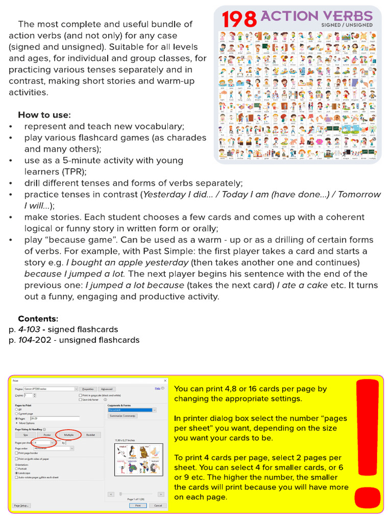 Verbs Flashcards | PDF