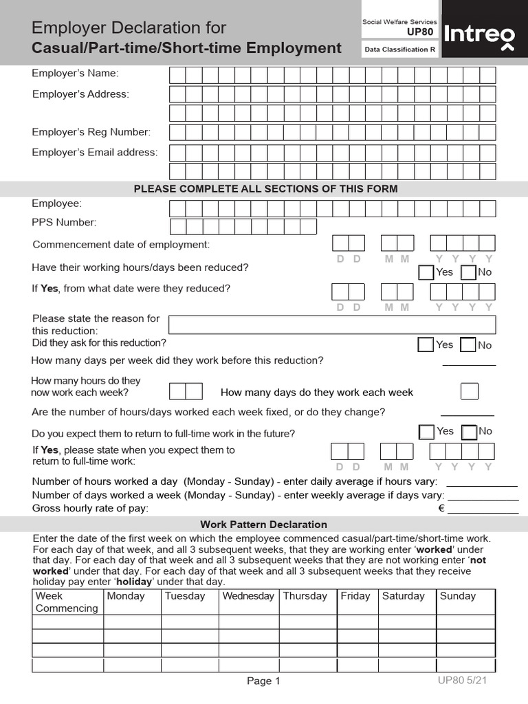 UP80 Employer Declaration Form | PDF | Pension | Employment