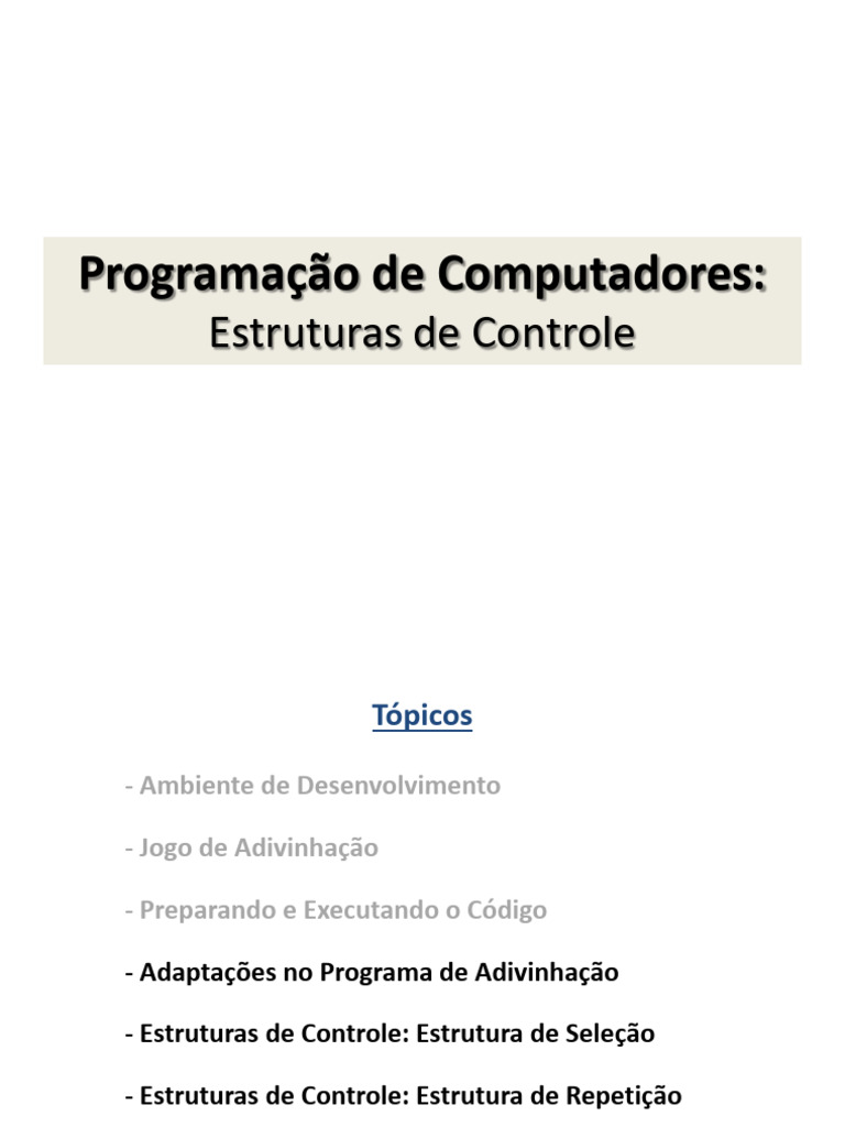 Estruturas de Controle em Python | PDF | Python (linguagem de ...