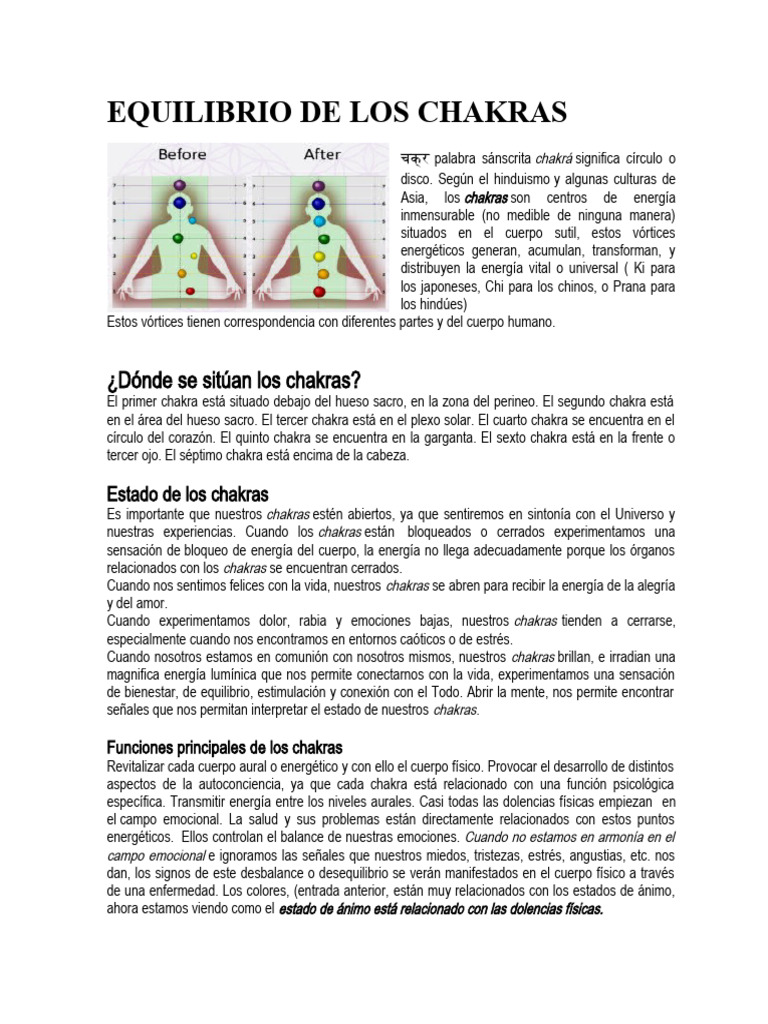 Equilibrio y Funciones de los Chakras | PDF | Cáncer | Chakra