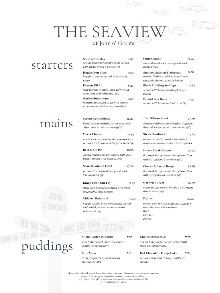 Seaview Menu Summer 2024 Final Draft | PDF | Hamburgers | French Fries