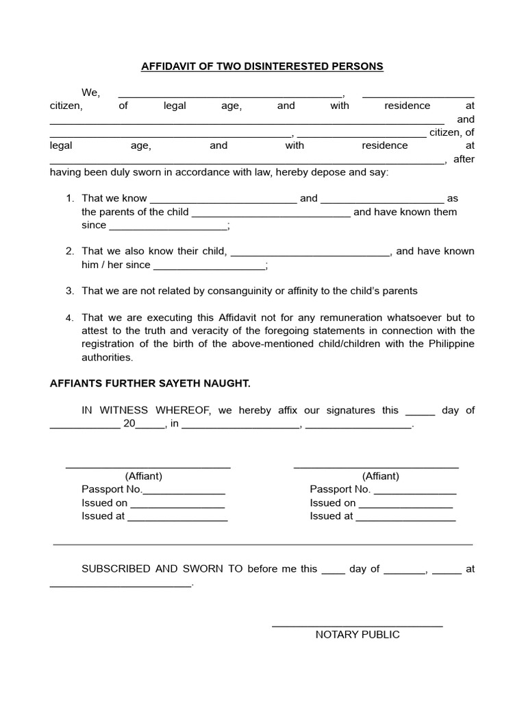 Affidavit for Late Birth Registration | PDF