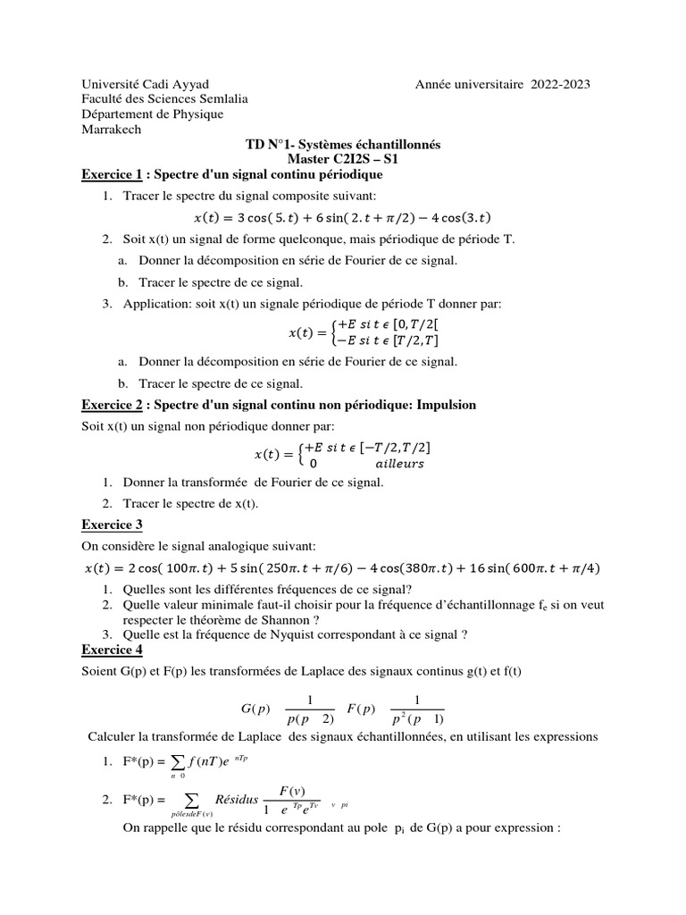 Analyse des Signaux et Transformées en Physique | PDF | Technologies de ...