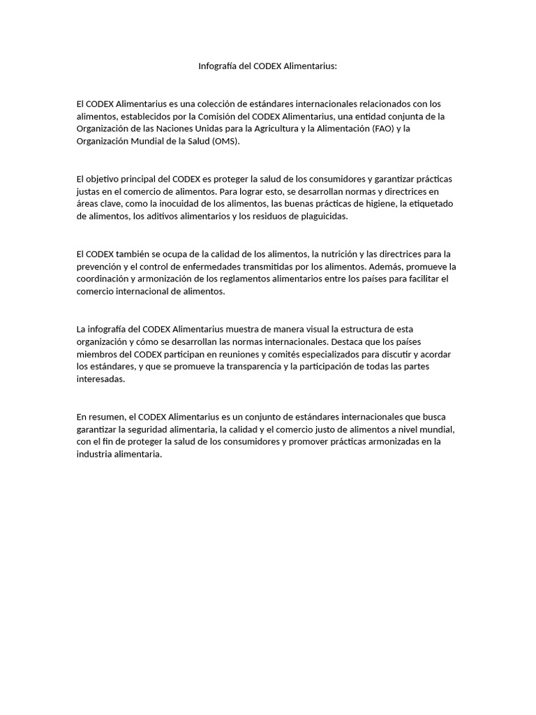 Infografía sobre el CODEX Alimentarius | PDF