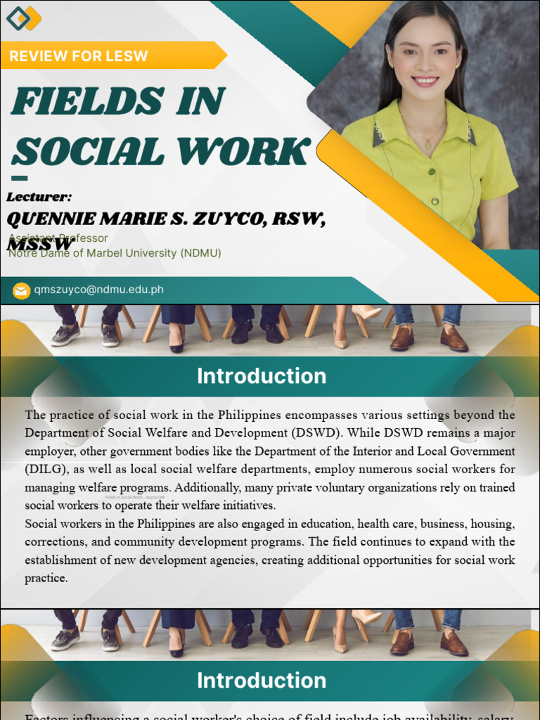 Fields of Social Work in the Philippines | PDF | Parole | Probation