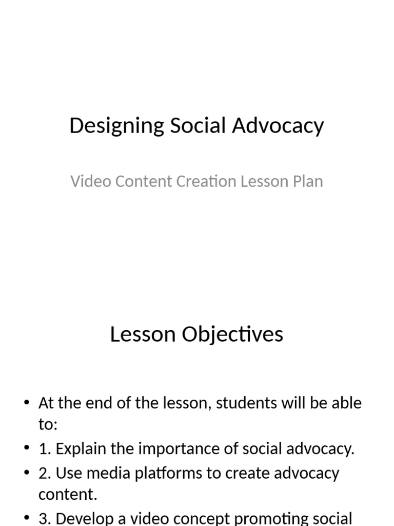 Video Advocacy Lesson Plan | PDF