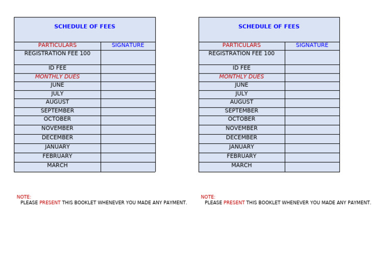Fee Collection Register Format | PDF