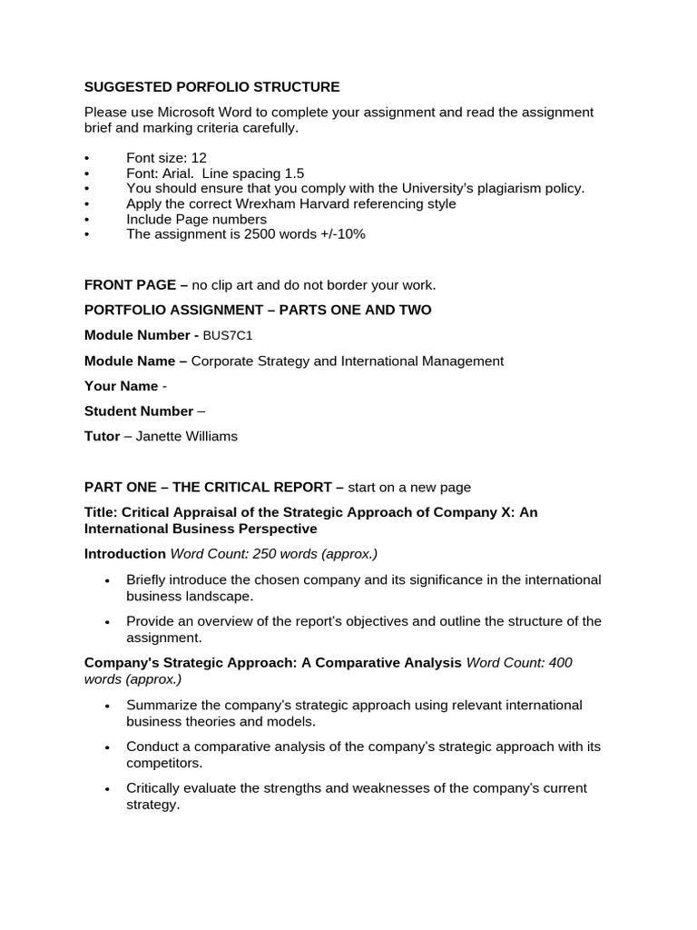 Portfolio Structure Guidance | PDF | Business Model | Competitive Advantage