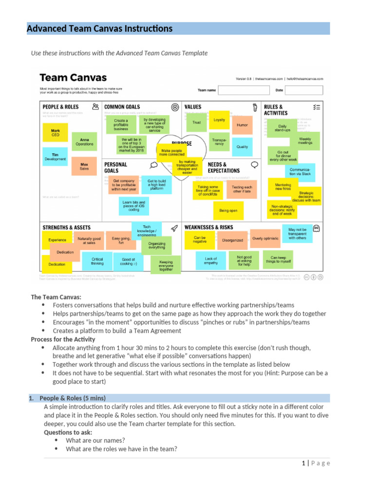 Advanced Team Canvas Instruction 2 | PDF