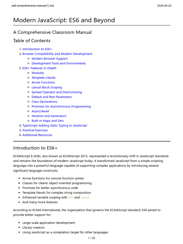 ES6 Comprehensive Manual PDF Guide | PDF | Java Script | Anonymous Function