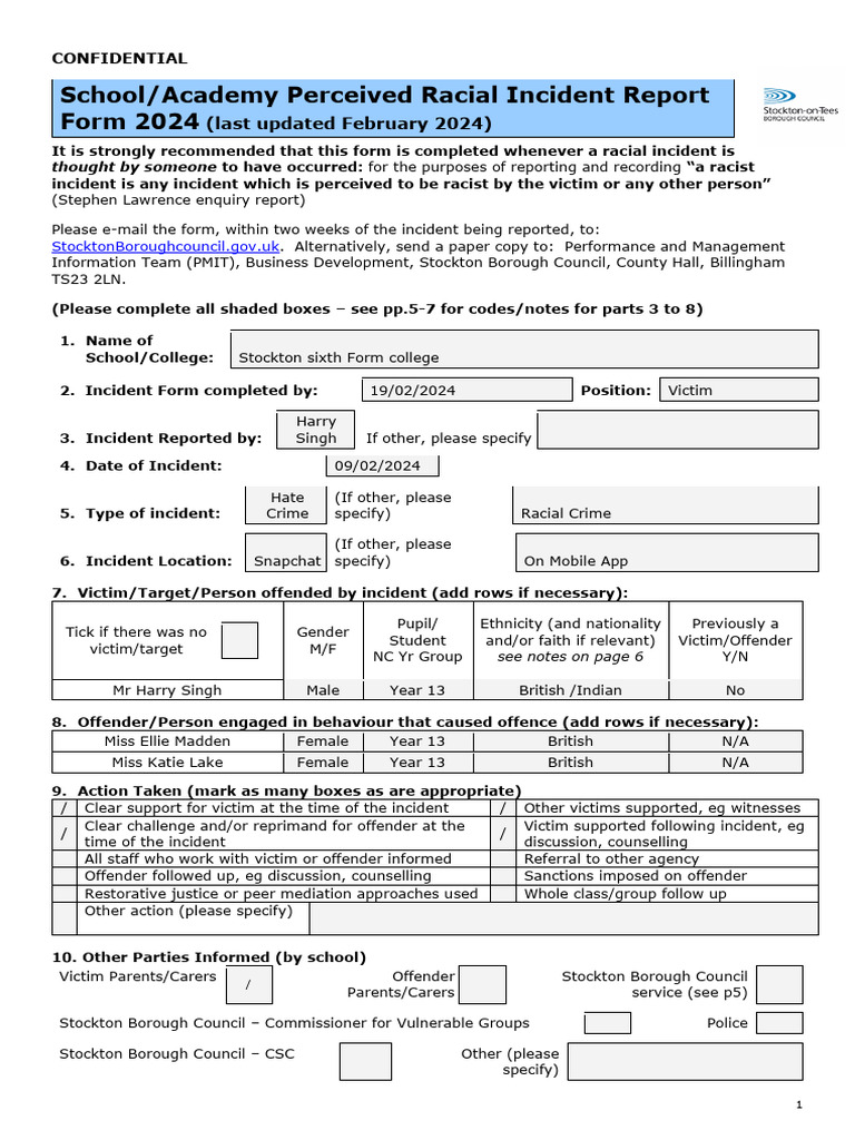 Racial Incident Report Form 2024 | PDF | Justice | Crime & Violence