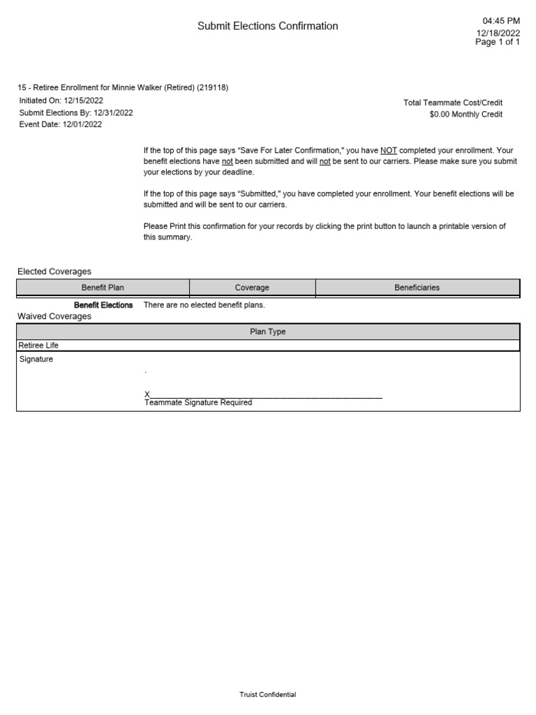 Retiree Enrollment Confirmation Guide | PDF