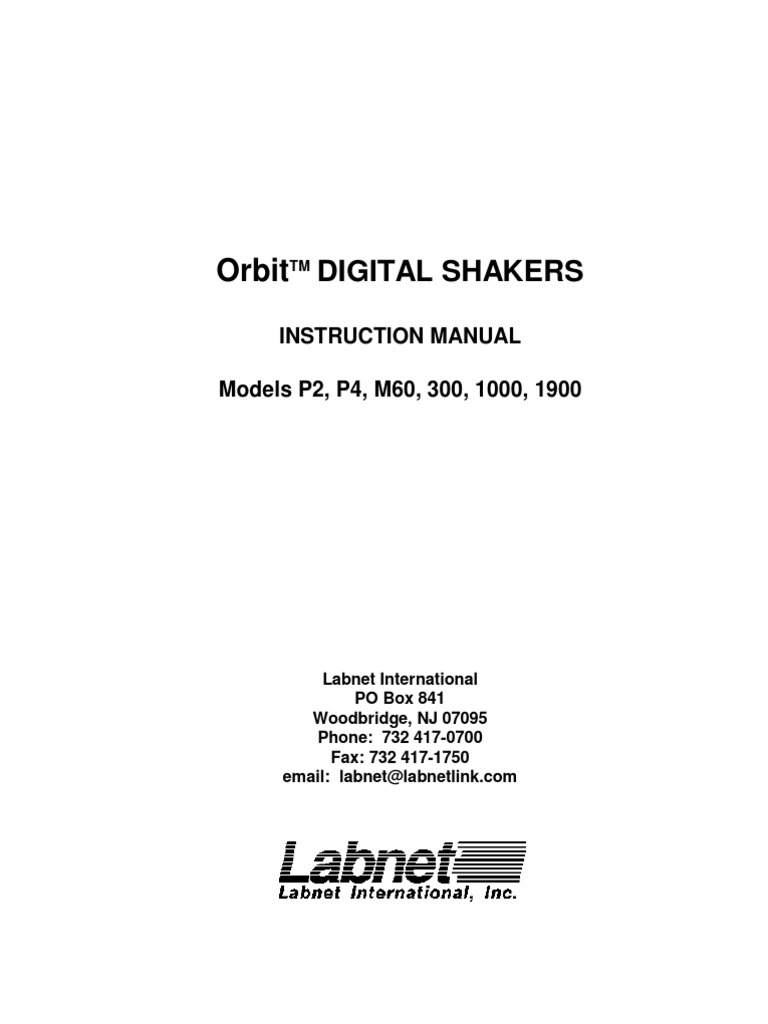 Orbital Shaker Manual 1 PDF Ac Power Plugs And Sockets