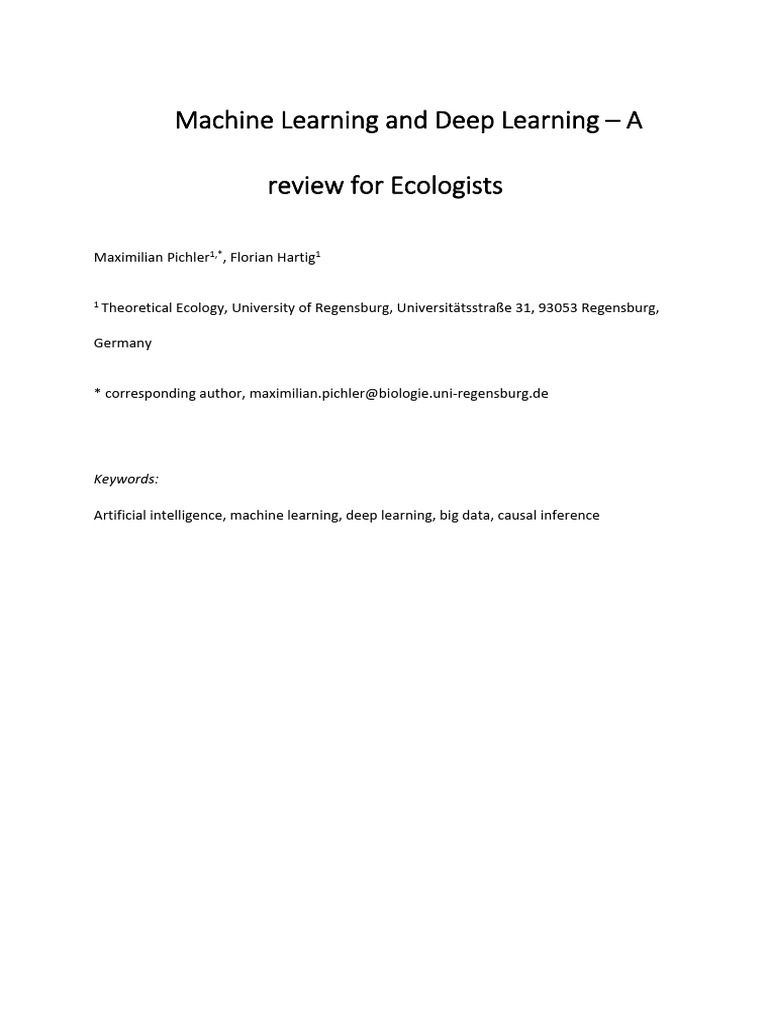 Machine Learning and Deep Learning - A Review For Ecologists | PDF ...
