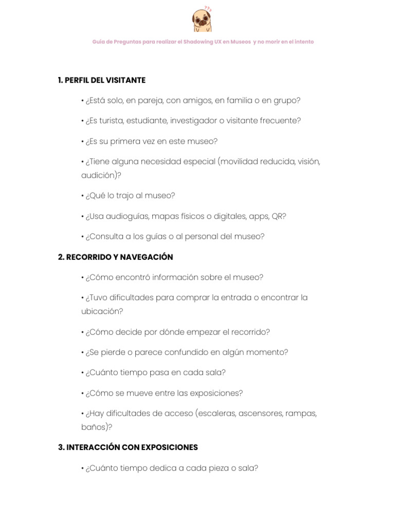 Shadowing UX en Museos: Guía Práctica | PDF