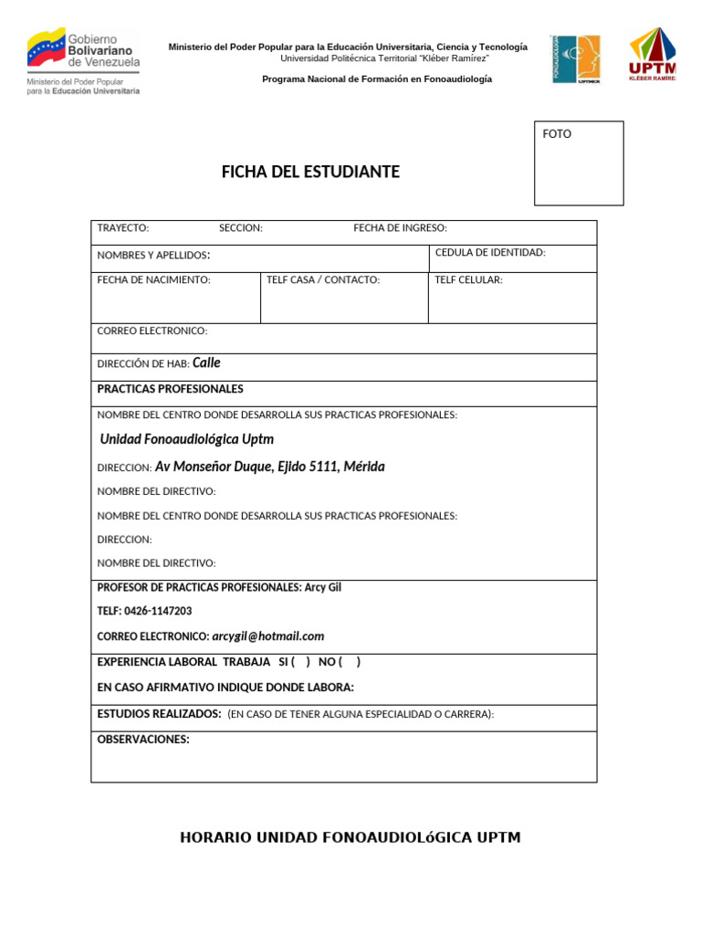 Ficha Del Estudiante | PDF