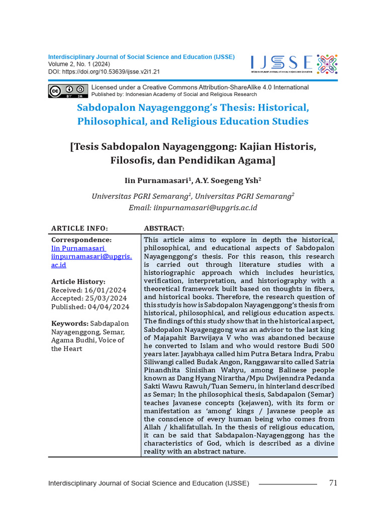 Jurnal Sabdopalon | PDF