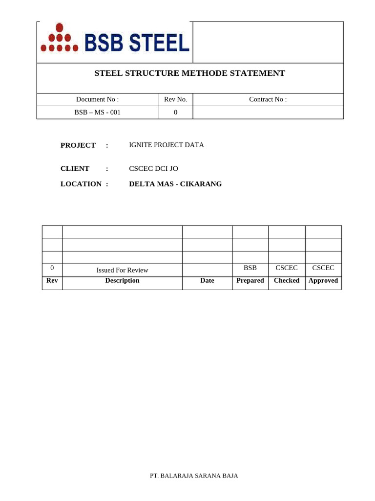 Steel Structure Method Statement Guide | PDF | Welding | Construction