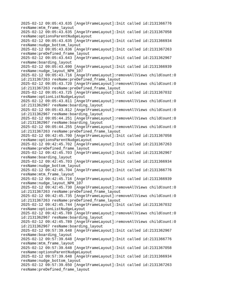 AngelFrameLayout Initialization Logs | PDF