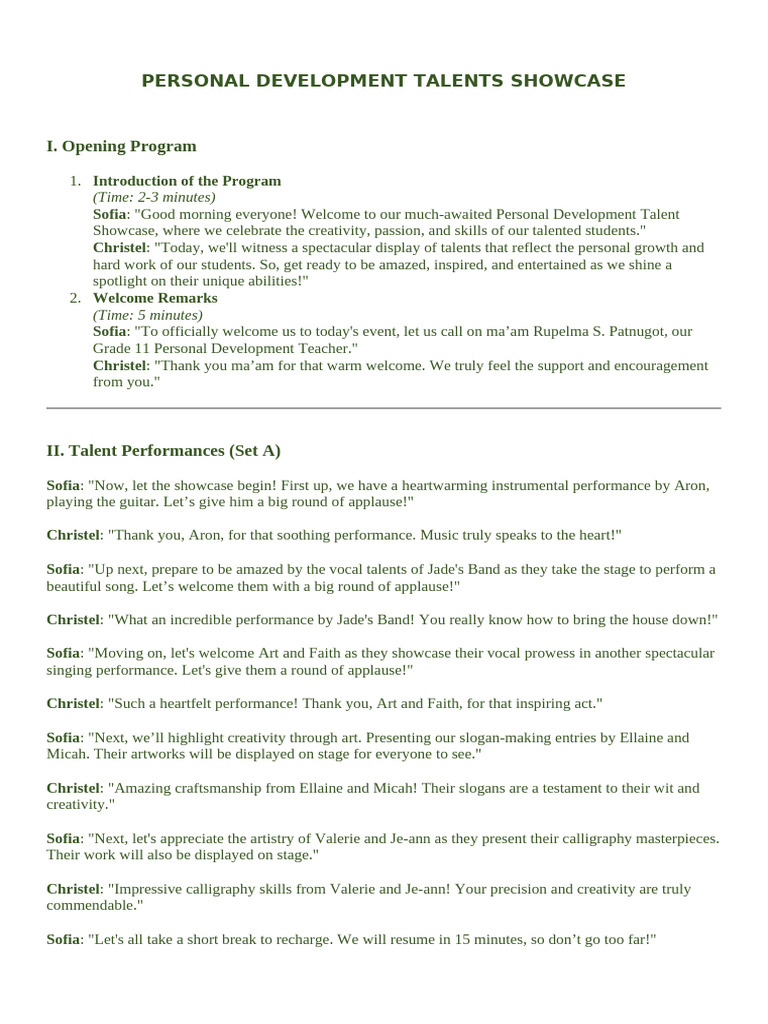 Personal Dev Emcee Script | PDF