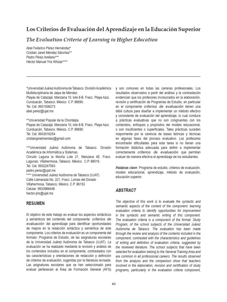 Mejora de Criterios de Evaluación Educativa | PDF | Evaluación ...
