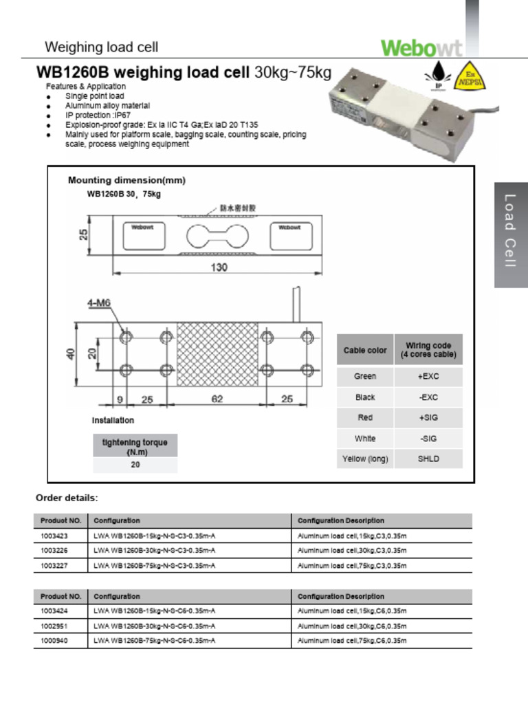 Aluminum Load Cell Specifications | PDF