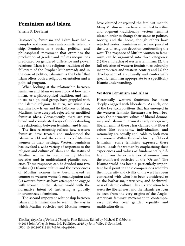 Feminism and Islam by Shirin S. Deylami | PDF | Feminism | Gender Studies