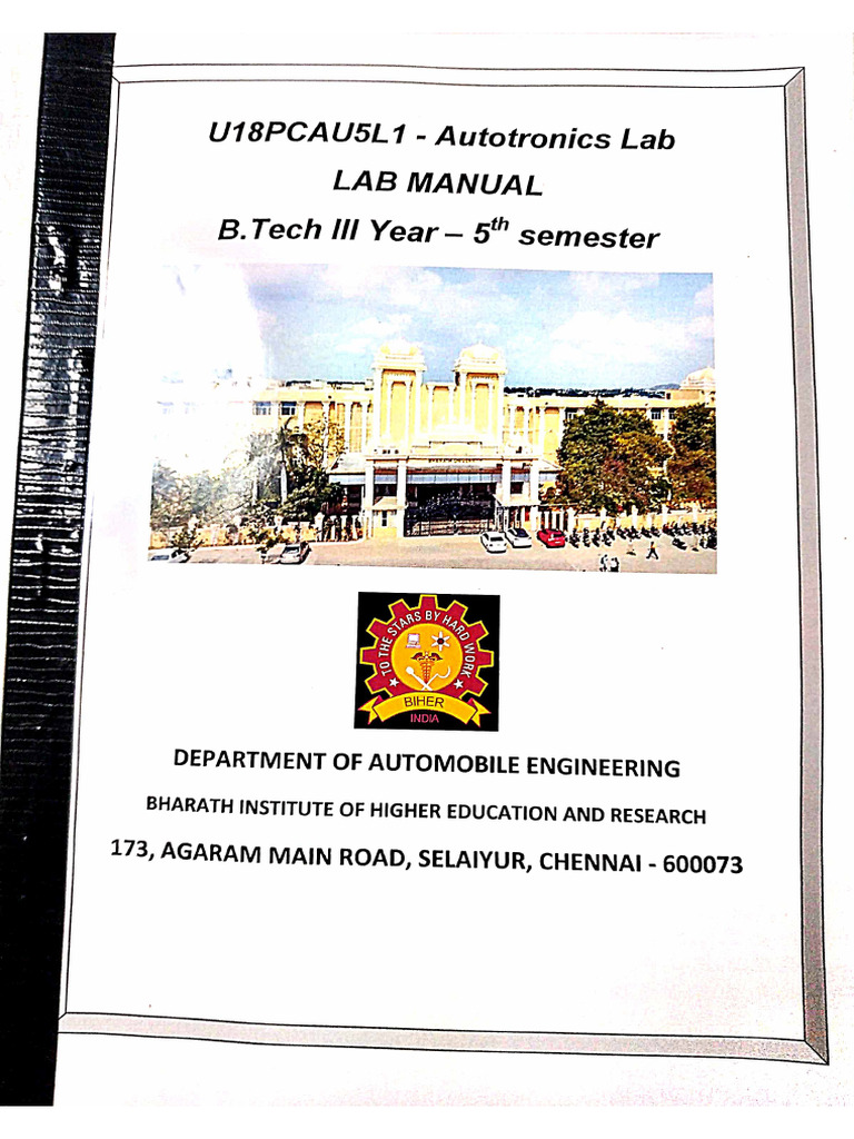 U18PCAU5L1 Autotronics Lab | PDF